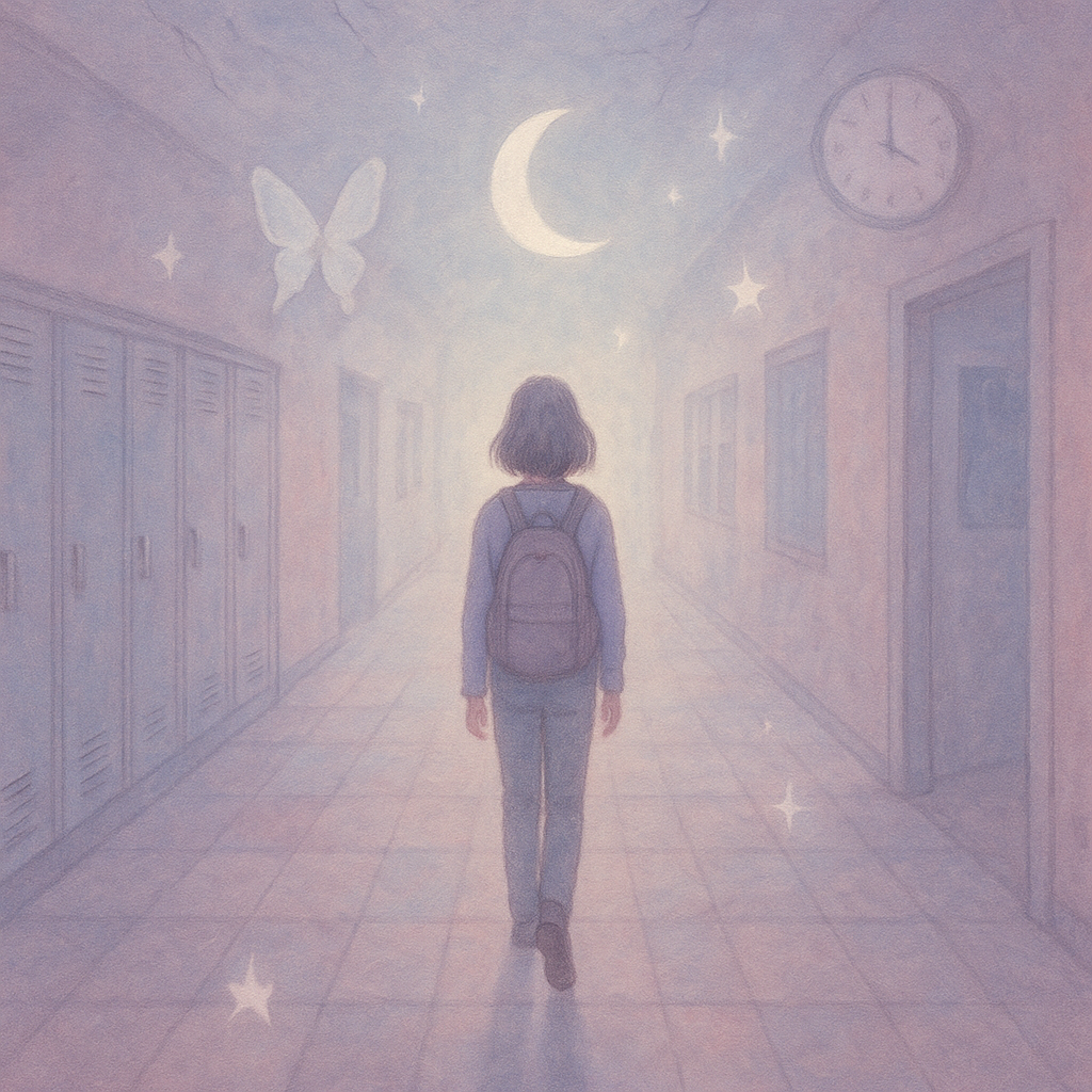 A dream of the abandoned classroom, seen from a Other view
